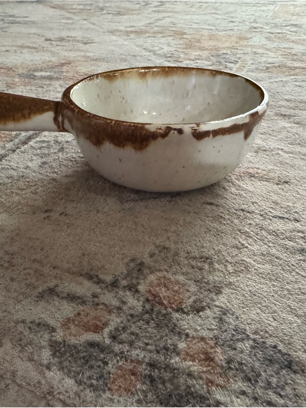 Mccoy White and Brown Drip Glaze Ceramic Saucepan